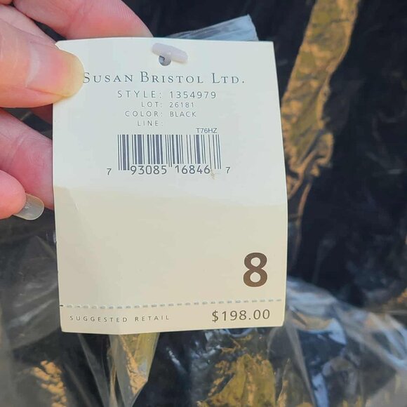 Susan Bristol Vintage Velvet Black Beaded Jacket NWT! NEW! IN BAG. Size 8 - Picture 13 of 13